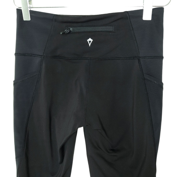 Ivivva Girls Crop Leggings 14 Black Mesh Inserts Security Pocket Active - Picture 3 of 9